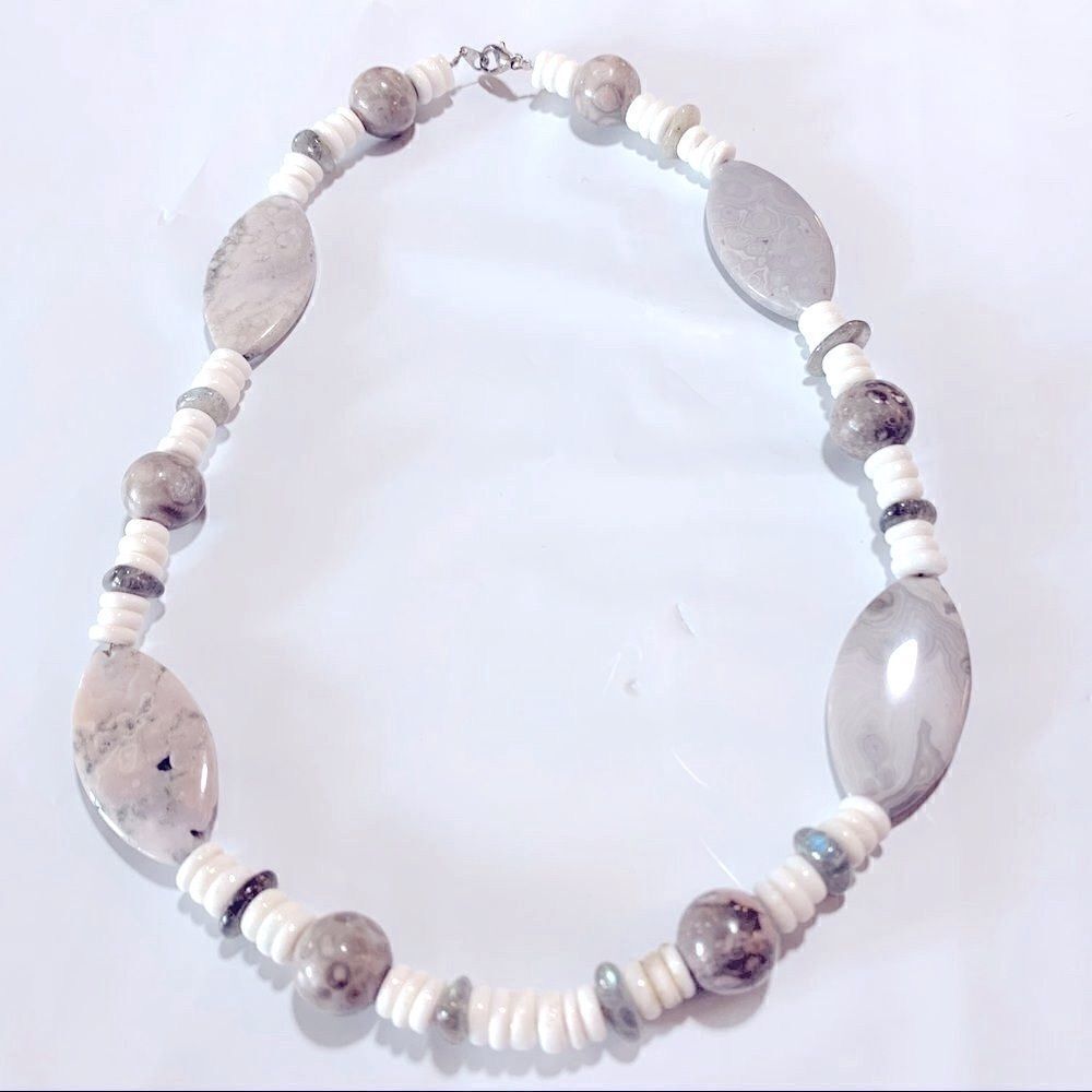 Crazy Lace Agate Necklace Approx 18” (20 Crazy Lace Stones)